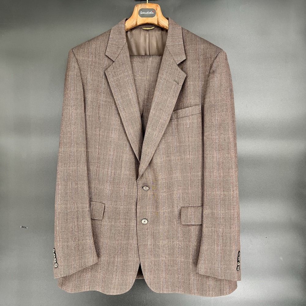 Hart Schaffner Marx Gold Trumpeter Suit 46R Wool  Jacket Pants Set 40x32 VTG